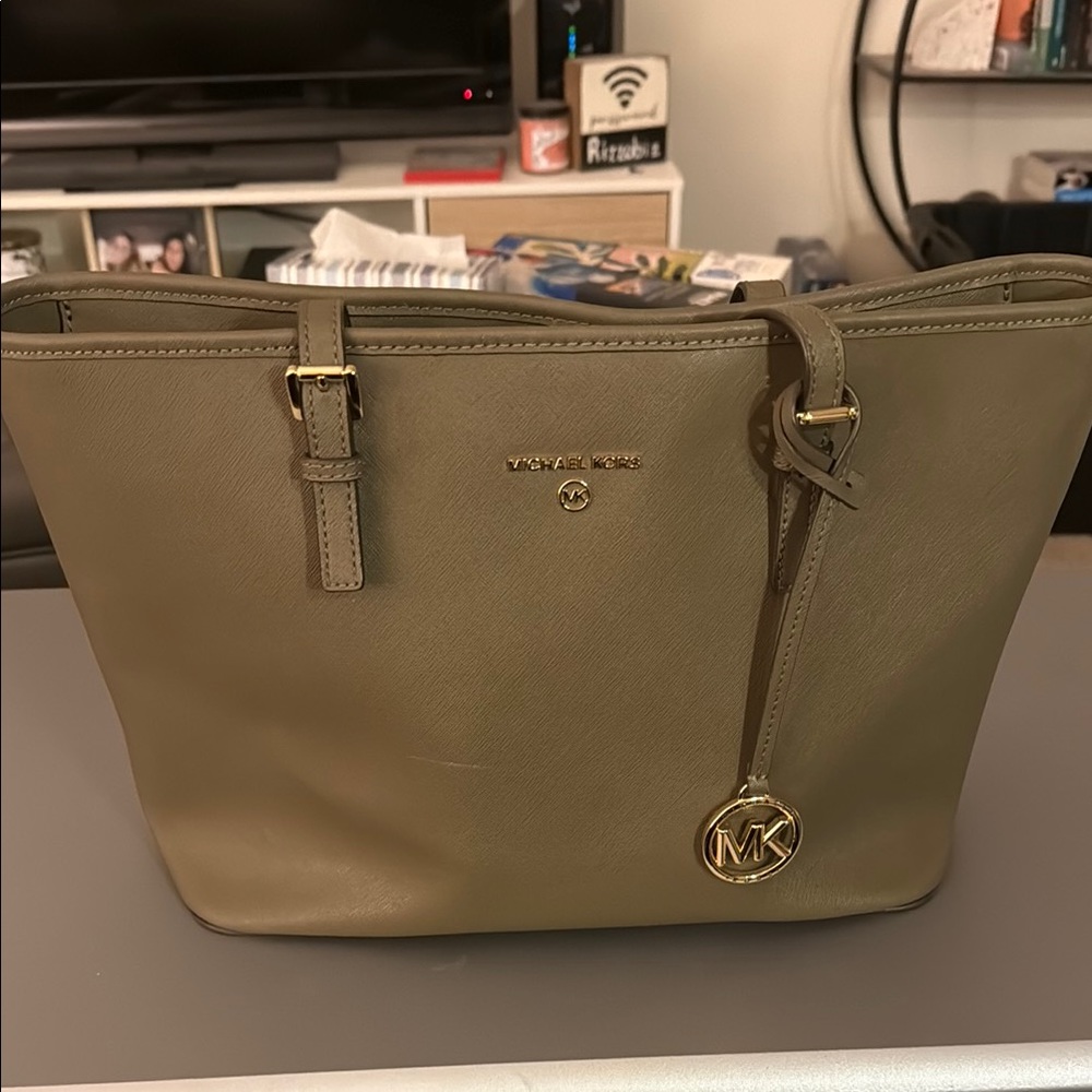 Michael Kors Olive Green Tote Bag